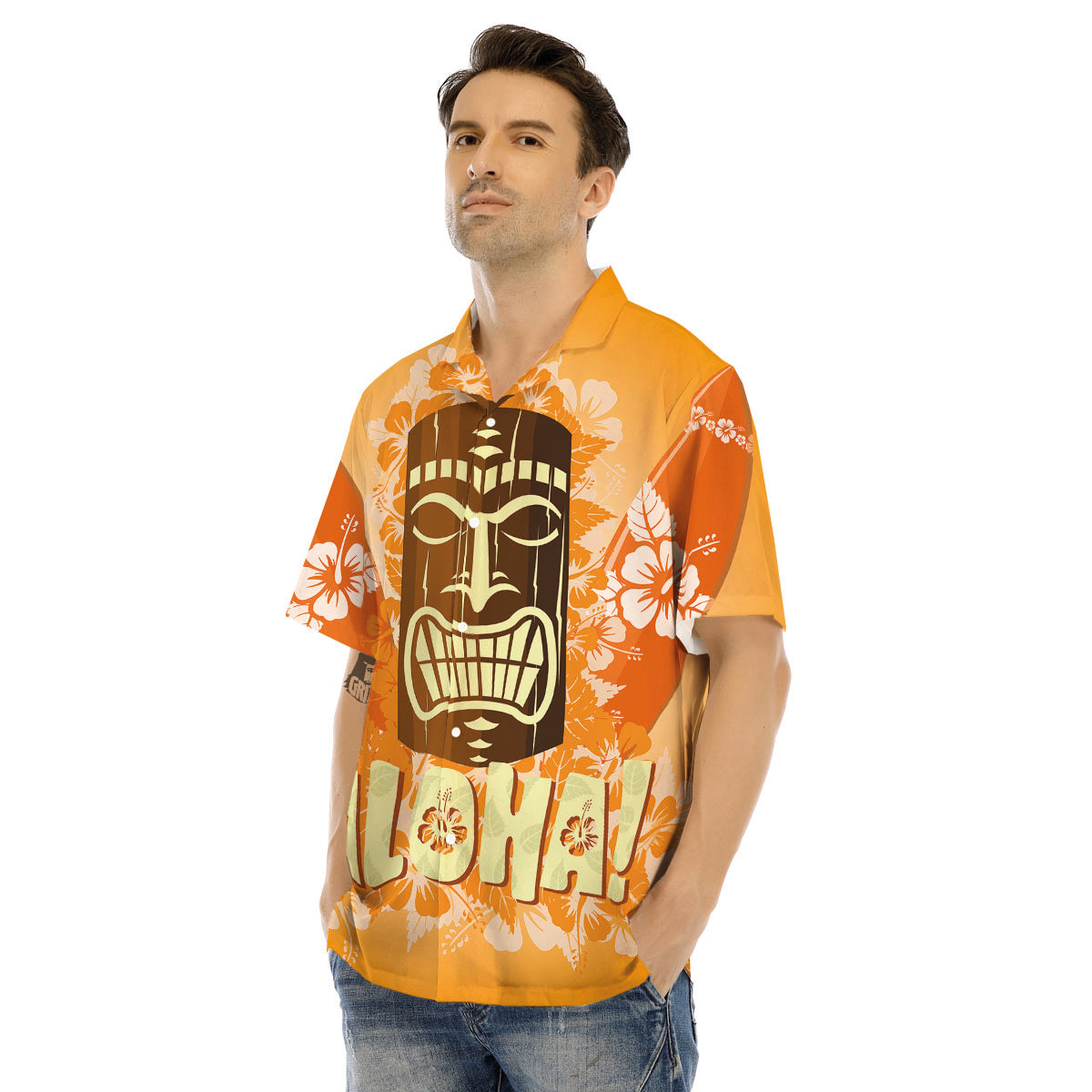 Tiki Aloha Print Men's Hawaiian Shirt-grizzshop