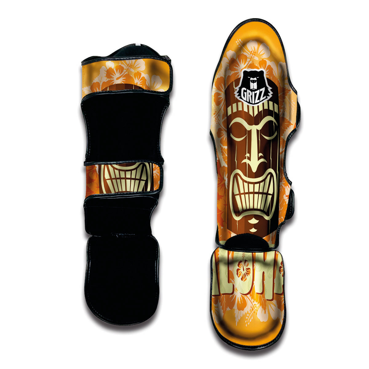 Tiki Aloha Print Muay Thai Shin Guards-grizzshop