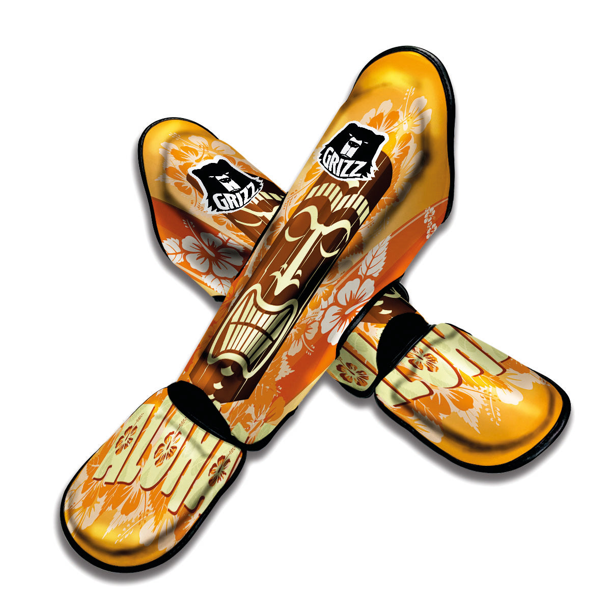Tiki Aloha Print Muay Thai Shin Guards-grizzshop
