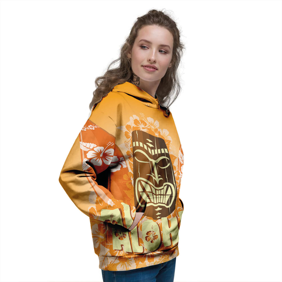 Tiki Aloha Print Women's Hoodie-grizzshop