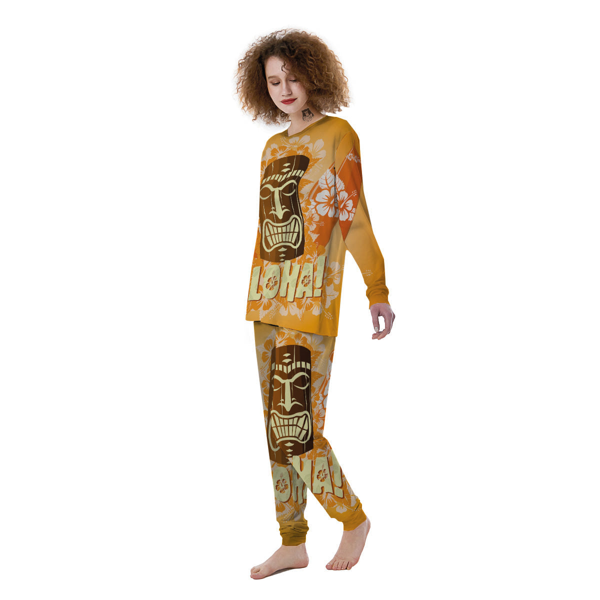 Tiki Aloha Print Women's Pajamas-grizzshop