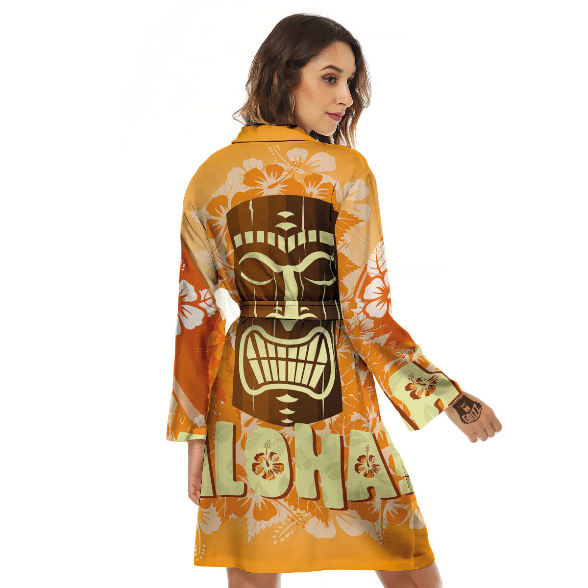 Tiki Aloha Print Women's Robe-grizzshop