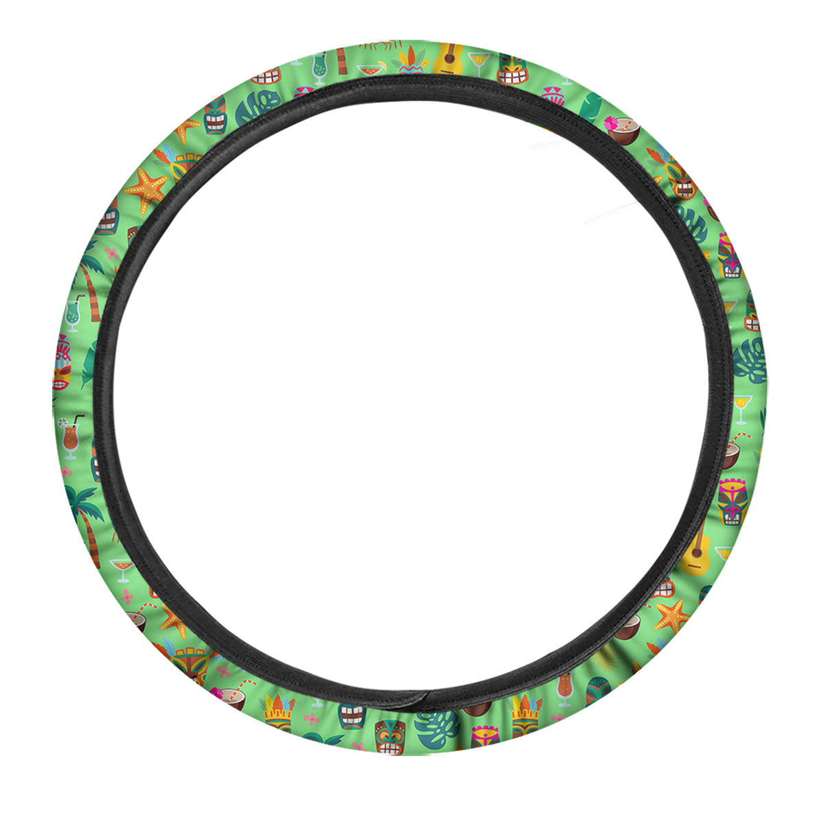 Tiki Colorful Print Pattern Car Steering Wheel Cover-grizzshop