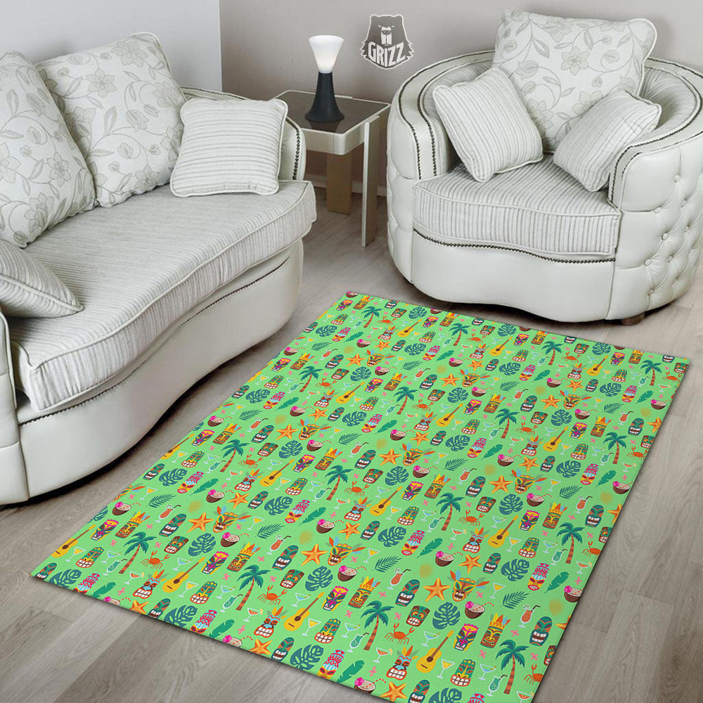 Tiki Colorful Print Pattern Floor Mat-grizzshop