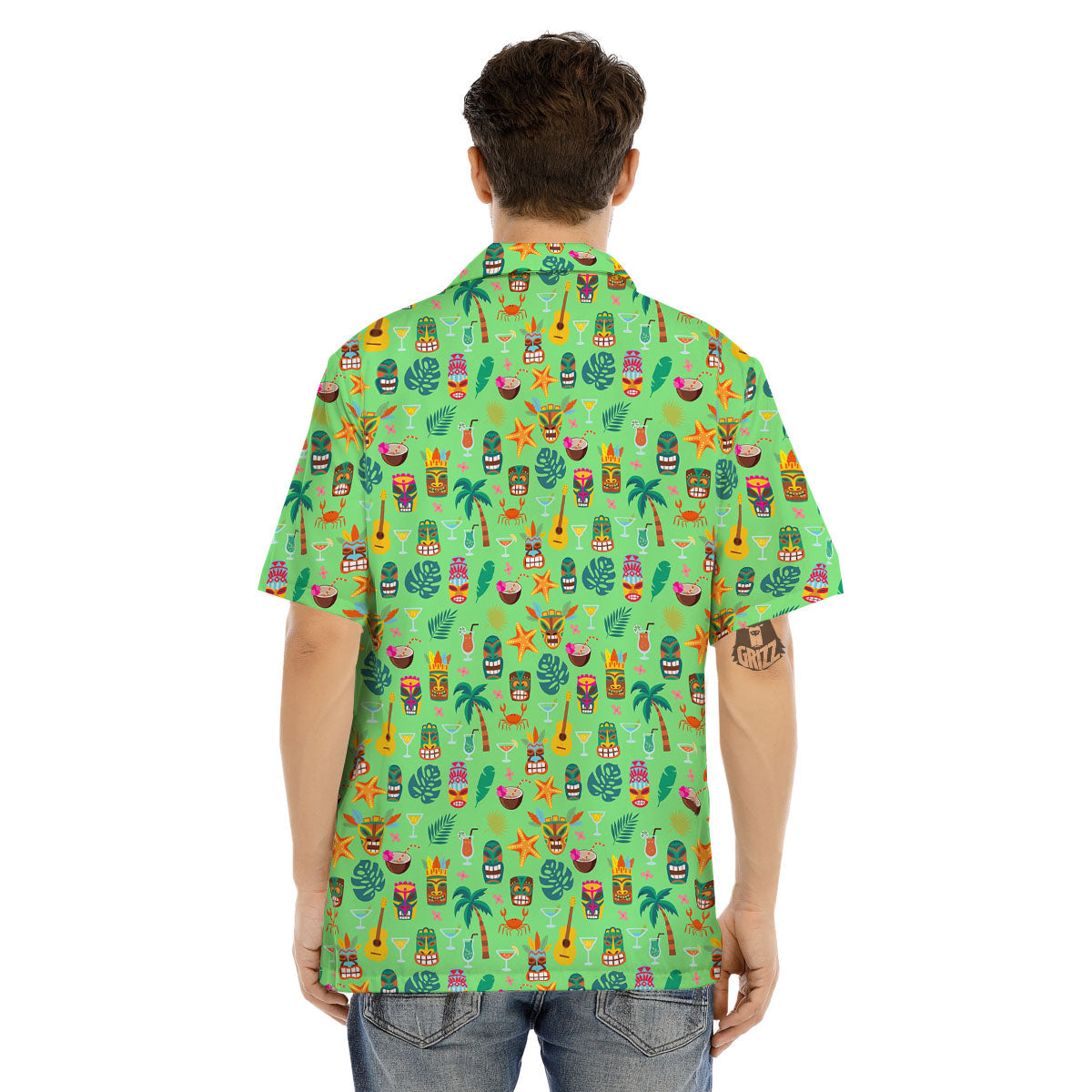 Tiki Colorful Print Pattern Men's Hawaiian Shirt-grizzshop