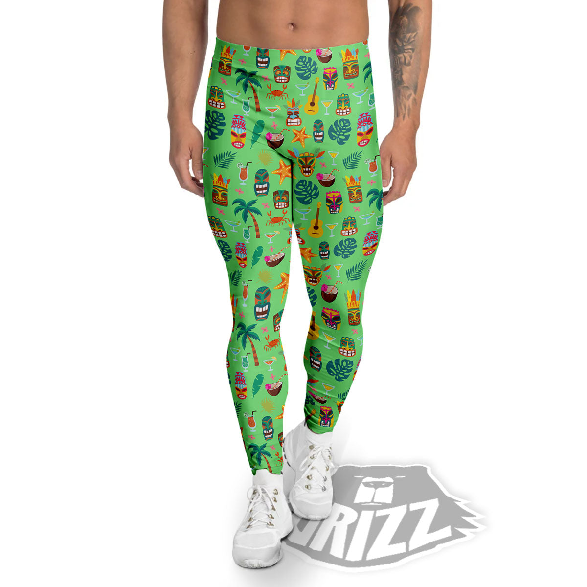 Tiki Colorful Print Pattern Men's Leggings-grizzshop