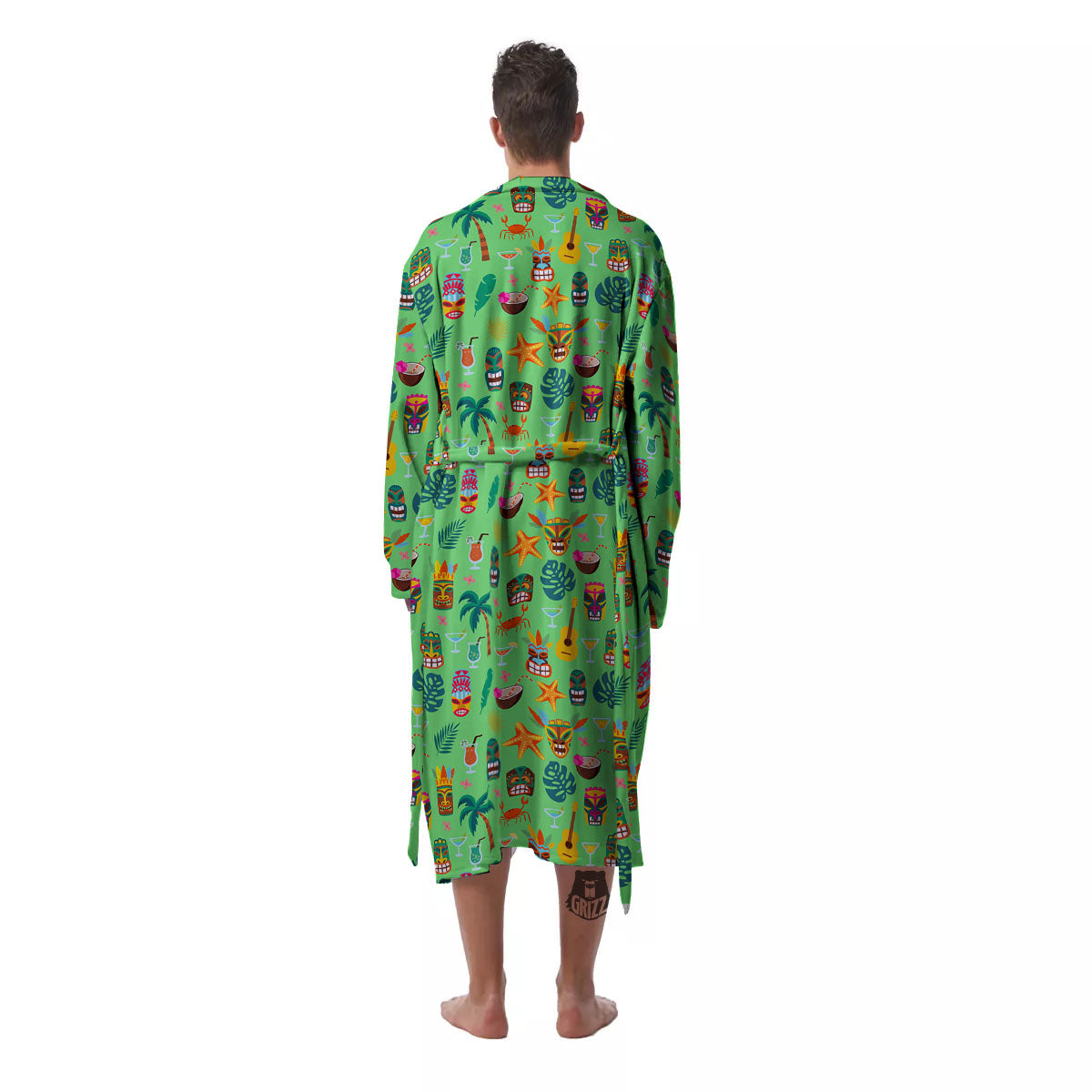 Tiki Colorful Print Pattern Men's Robe-grizzshop
