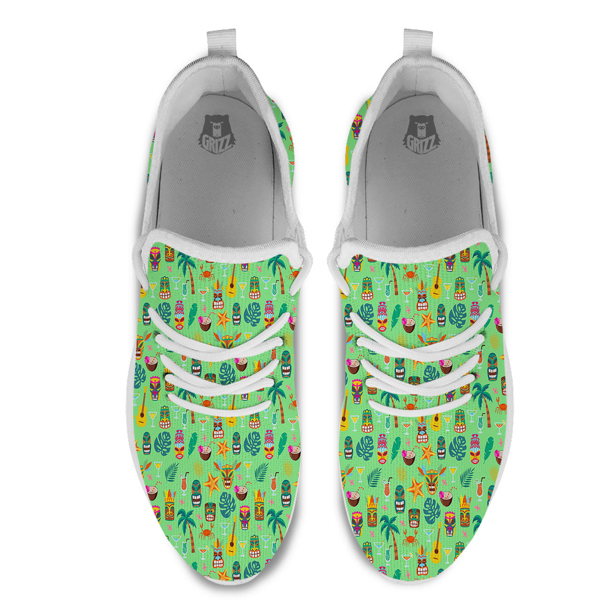 Tiki Colorful Print Pattern White Athletic Shoes-grizzshop