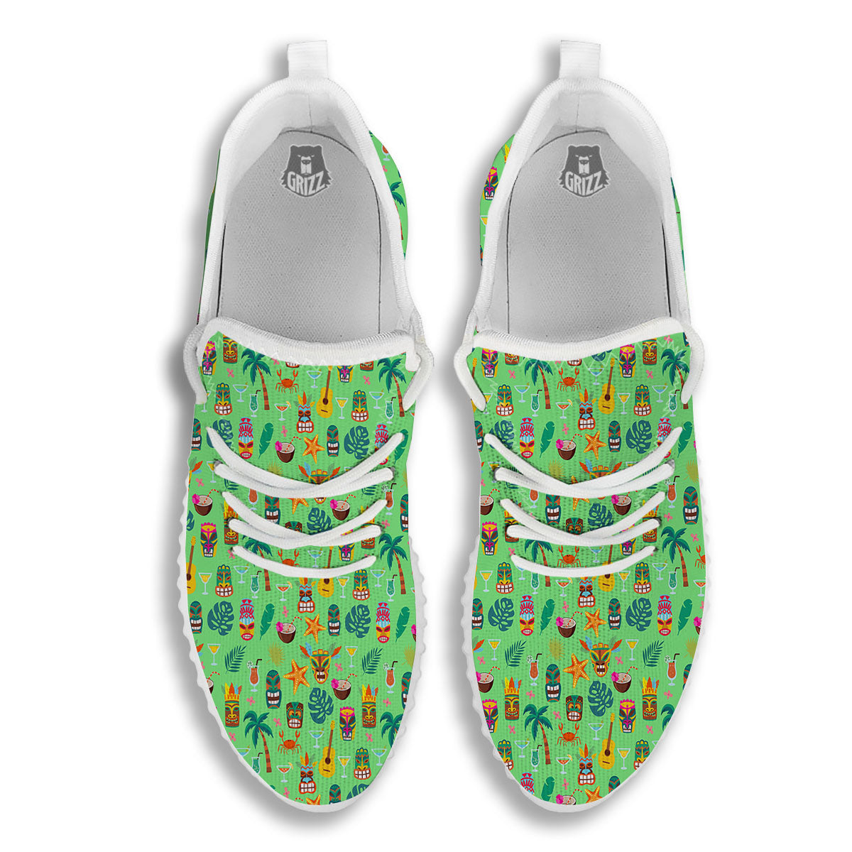 Tiki Colorful Print Pattern White Walking Shoes-grizzshop