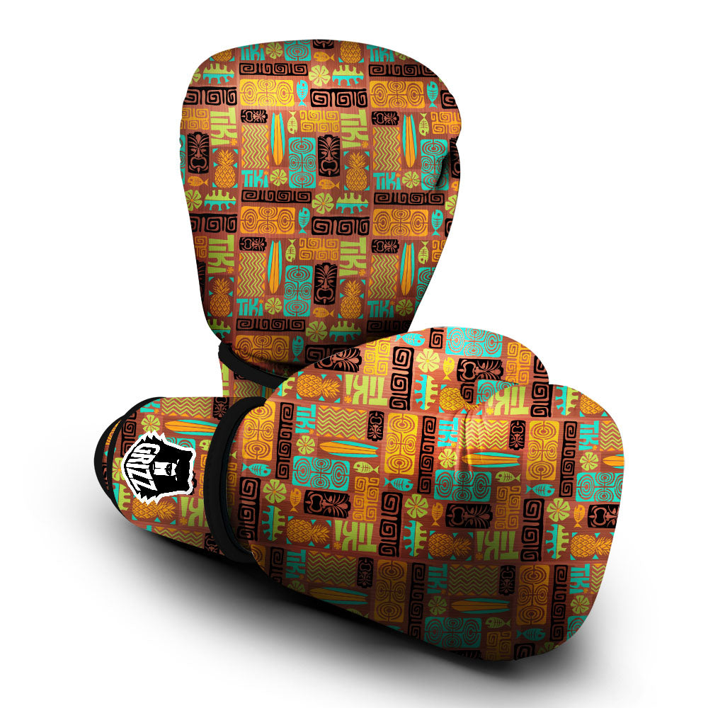 Tiki Ethnic Print Pattern Boxing Gloves-grizzshop