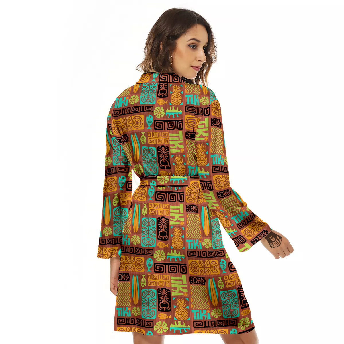 Tiki Ethnic Print Pattern Women's Robe-grizzshop