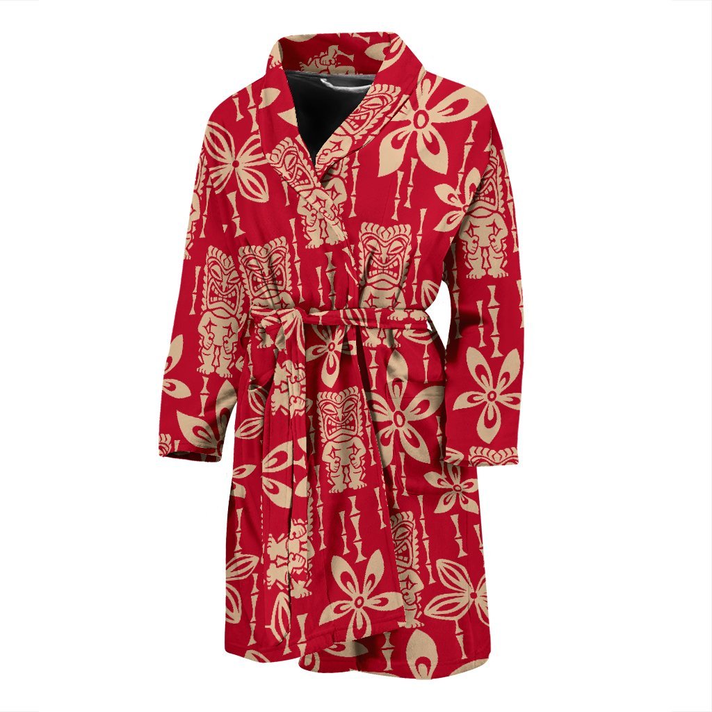 Tiki Hawaiian Pattern Print Men Long Robe-grizzshop