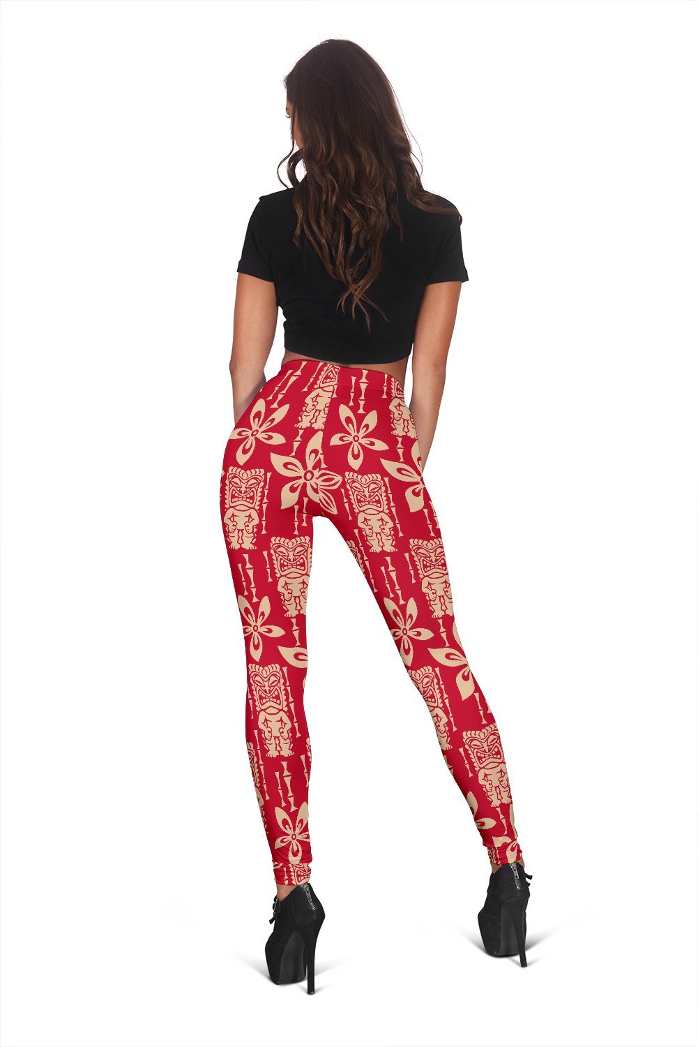 Tiki Hawaiian Pattern Print Women Leggings-grizzshop