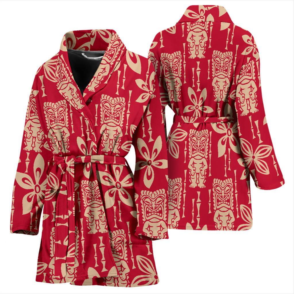 Tiki Hawaiian Pattern Print Women Long Robe-grizzshop