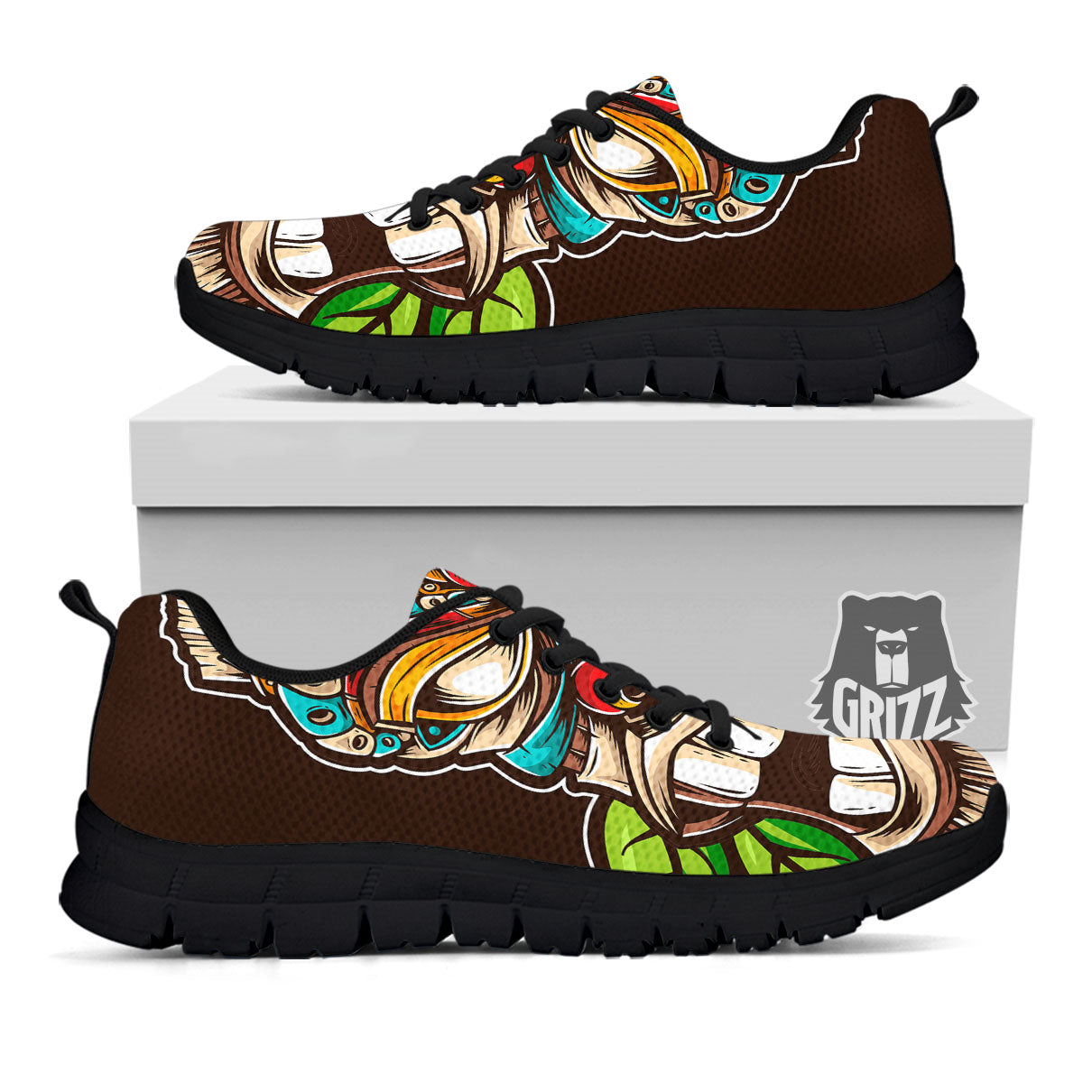Tiki Hawaiian Print Black Sneaker-grizzshop
