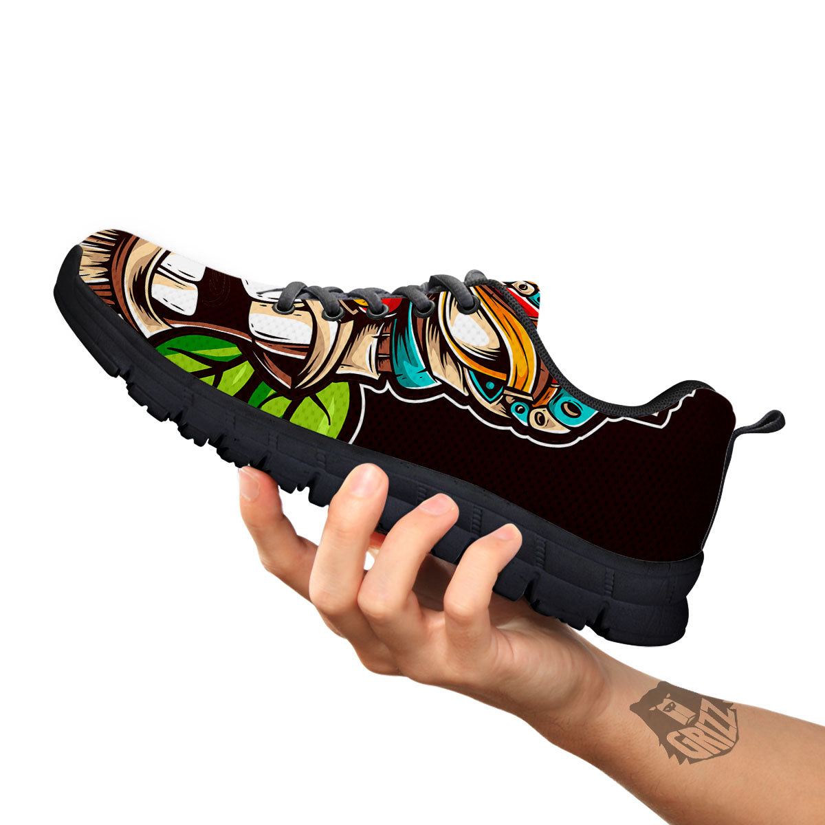 Tiki Hawaiian Print Black Sneaker-grizzshop