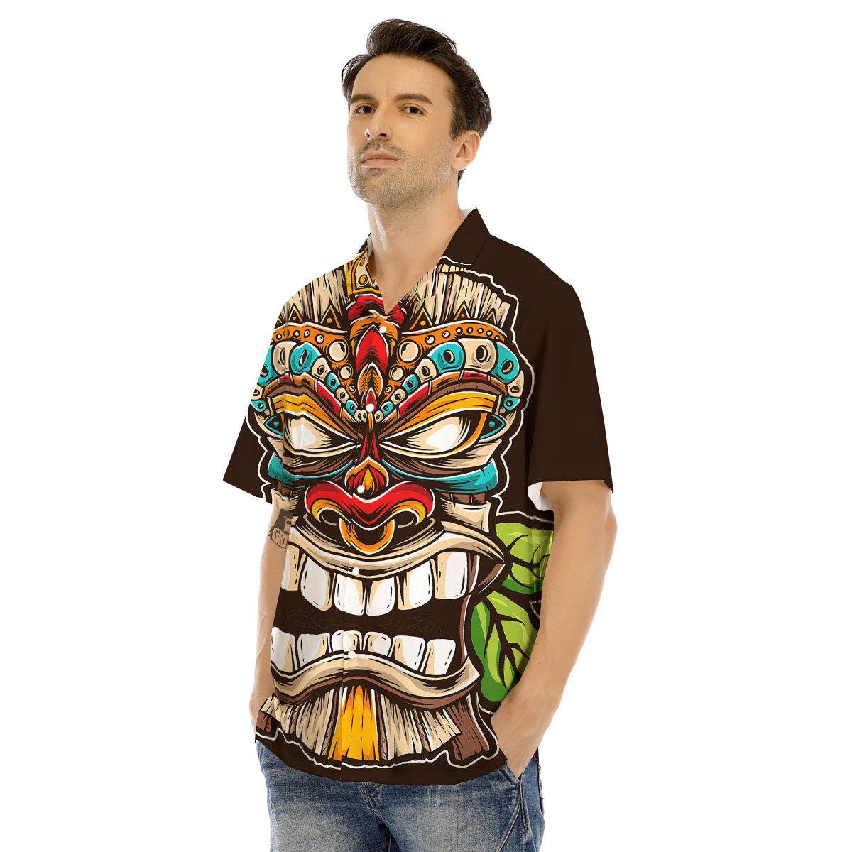 Tiki Hawaiian Print Men's Hawaiian Shirt-grizzshop