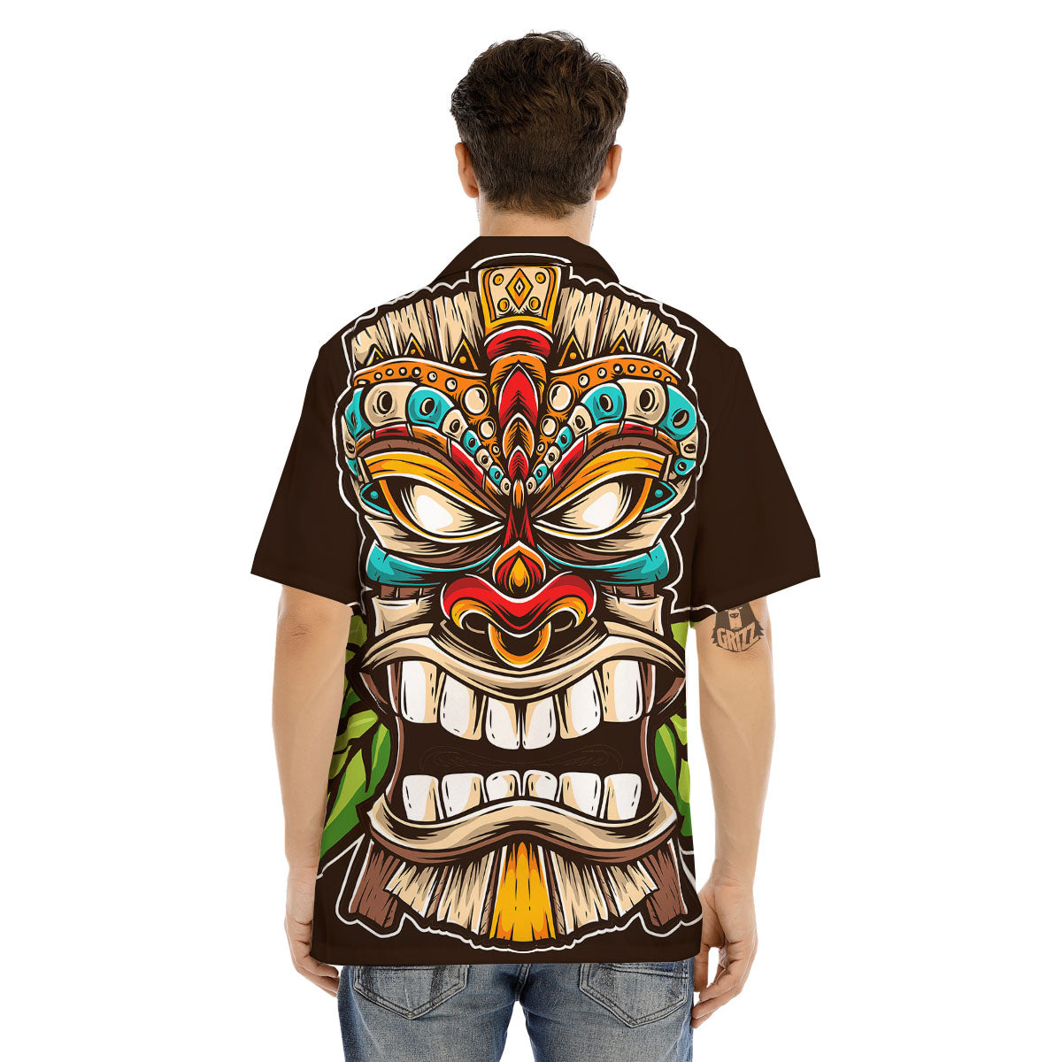 Tiki Hawaiian Print Men's Hawaiian Shirt-grizzshop