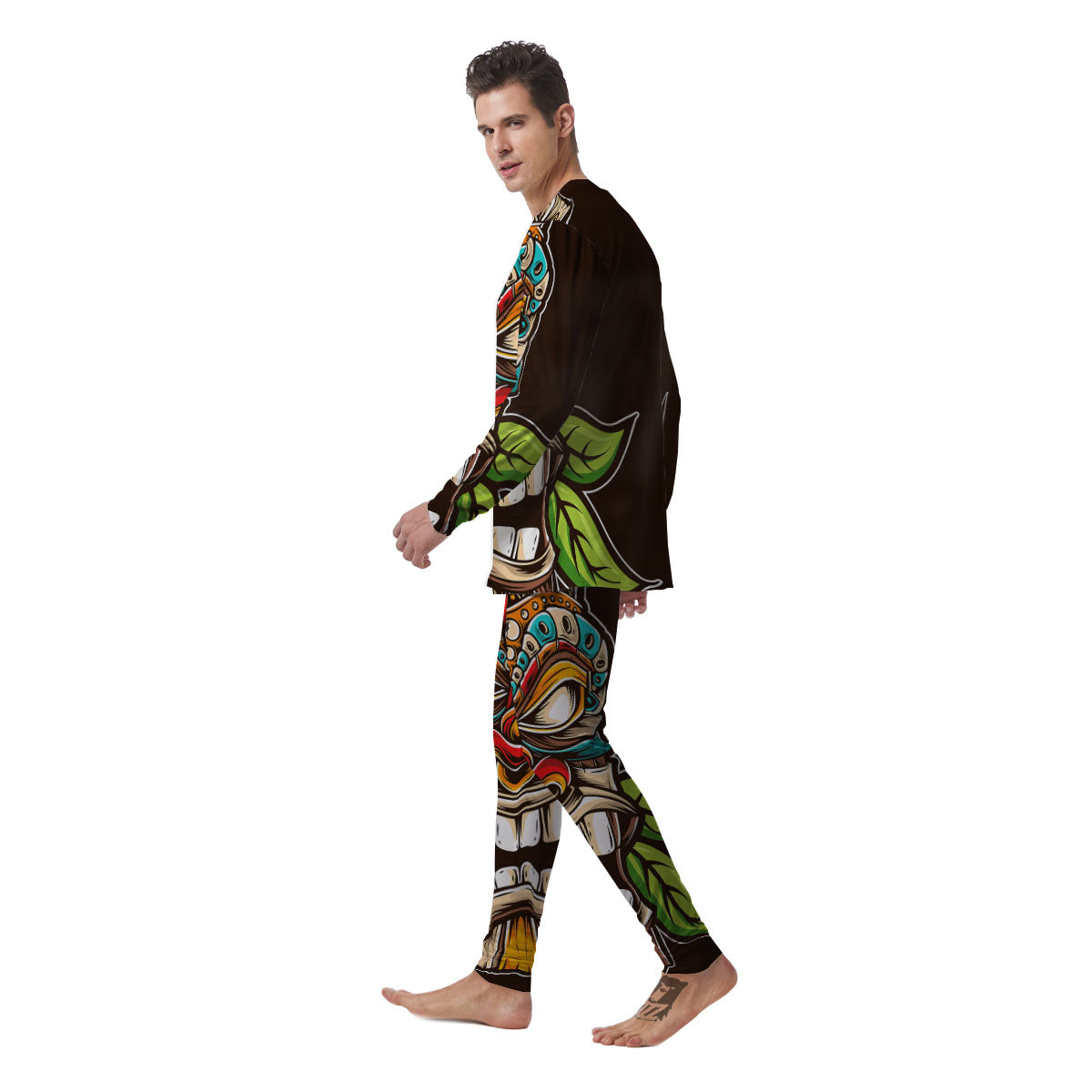 Tiki Hawaiian Print Men's Pajamas-grizzshop