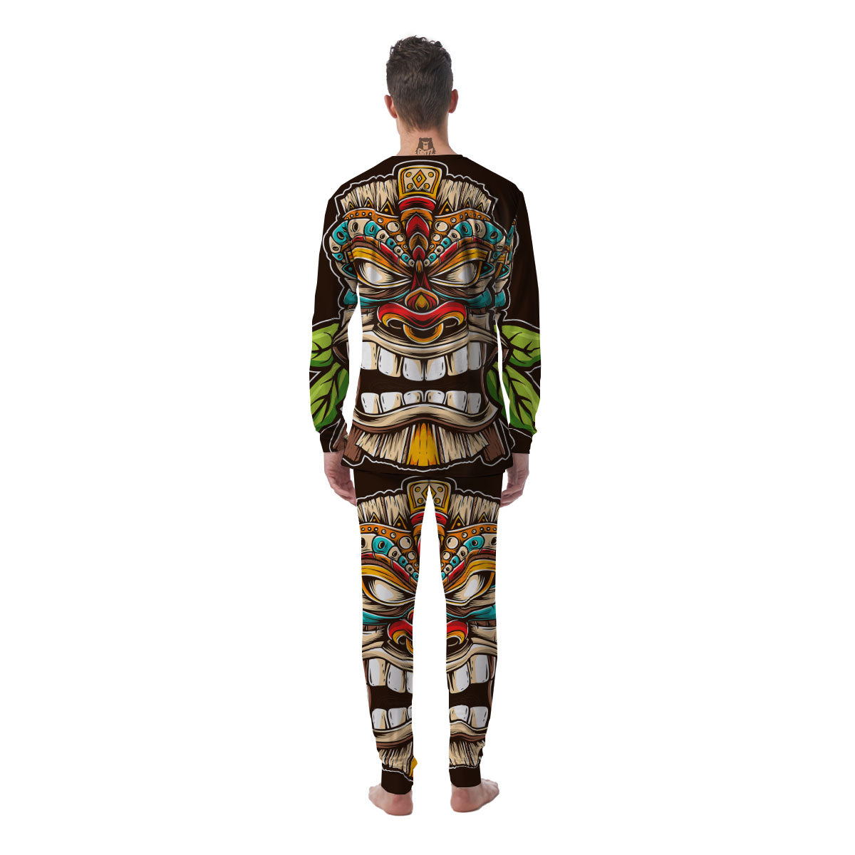 Tiki Hawaiian Print Men's Pajamas-grizzshop