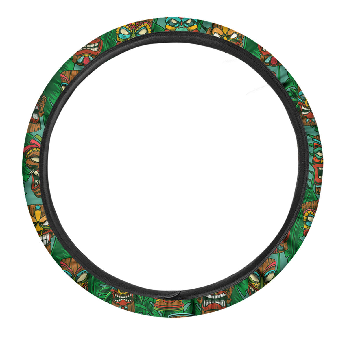 Tiki Hawaiian Print Pattern Car Steering Wheel Cover-grizzshop
