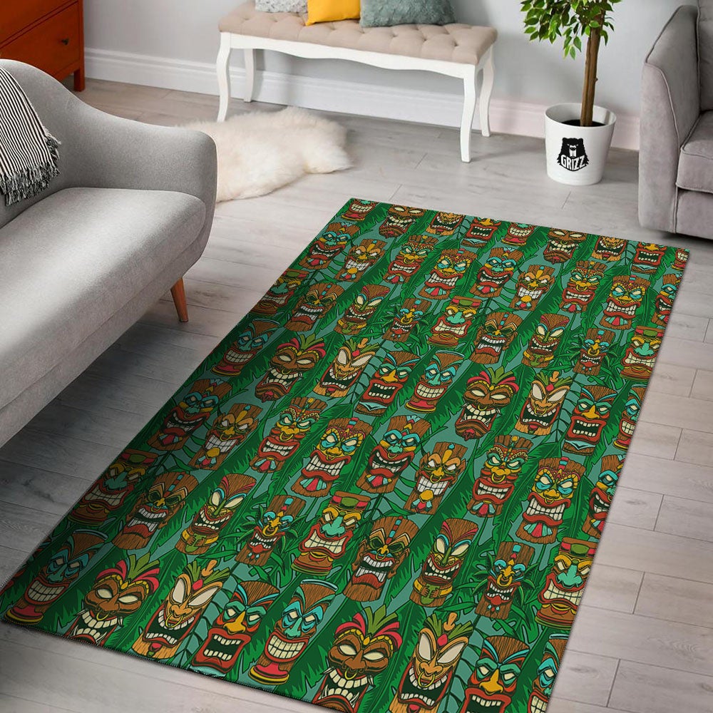 Tiki Hawaiian Print Pattern Floor Mat-grizzshop