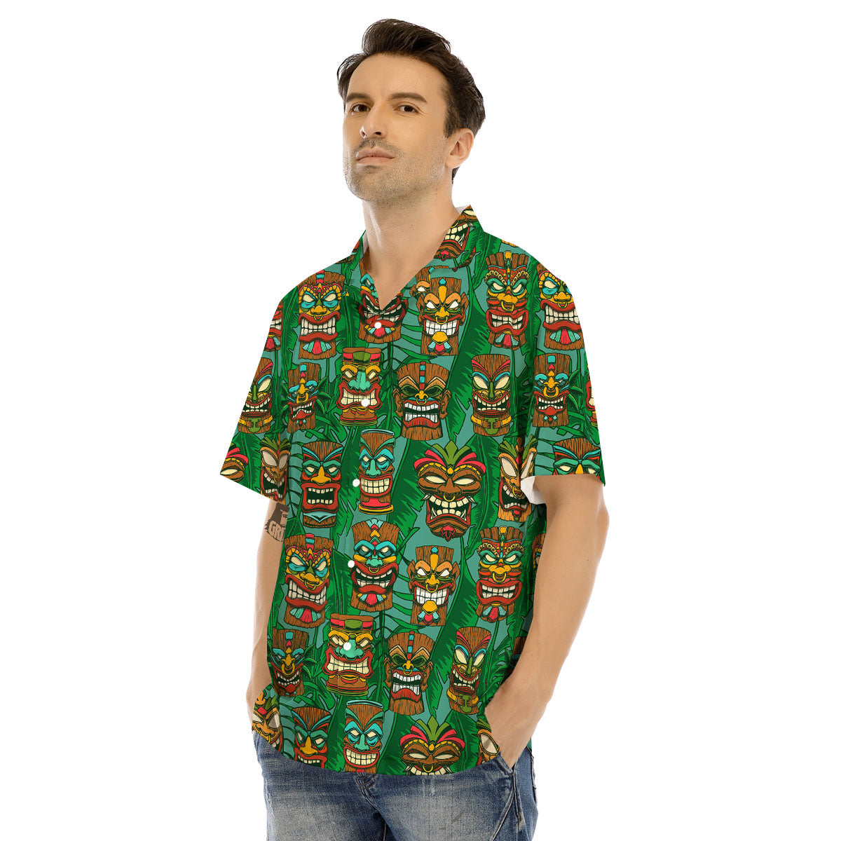 Tiki Hawaiian Print Pattern Men's Hawaiian Shirt-grizzshop
