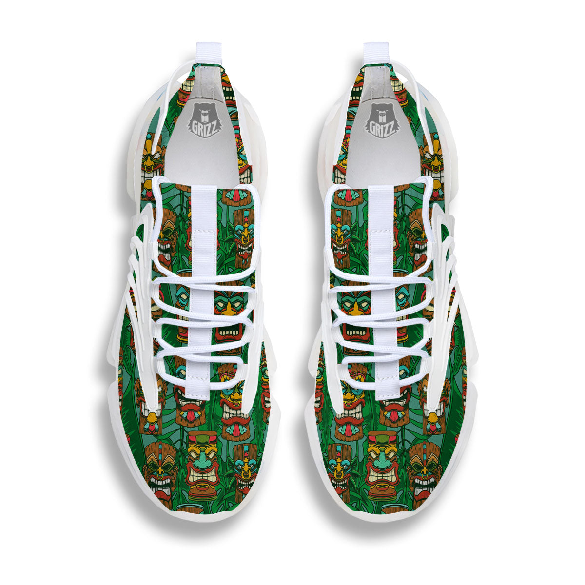 Tiki Hawaiian Print Pattern White Gym Shoes-grizzshop