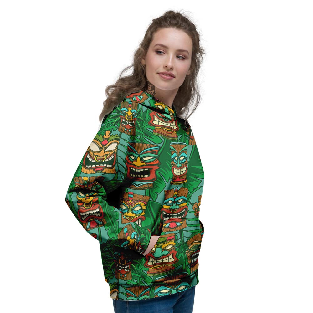 Tiki Hawaiian Print Pattern Women's Hoodie-grizzshop