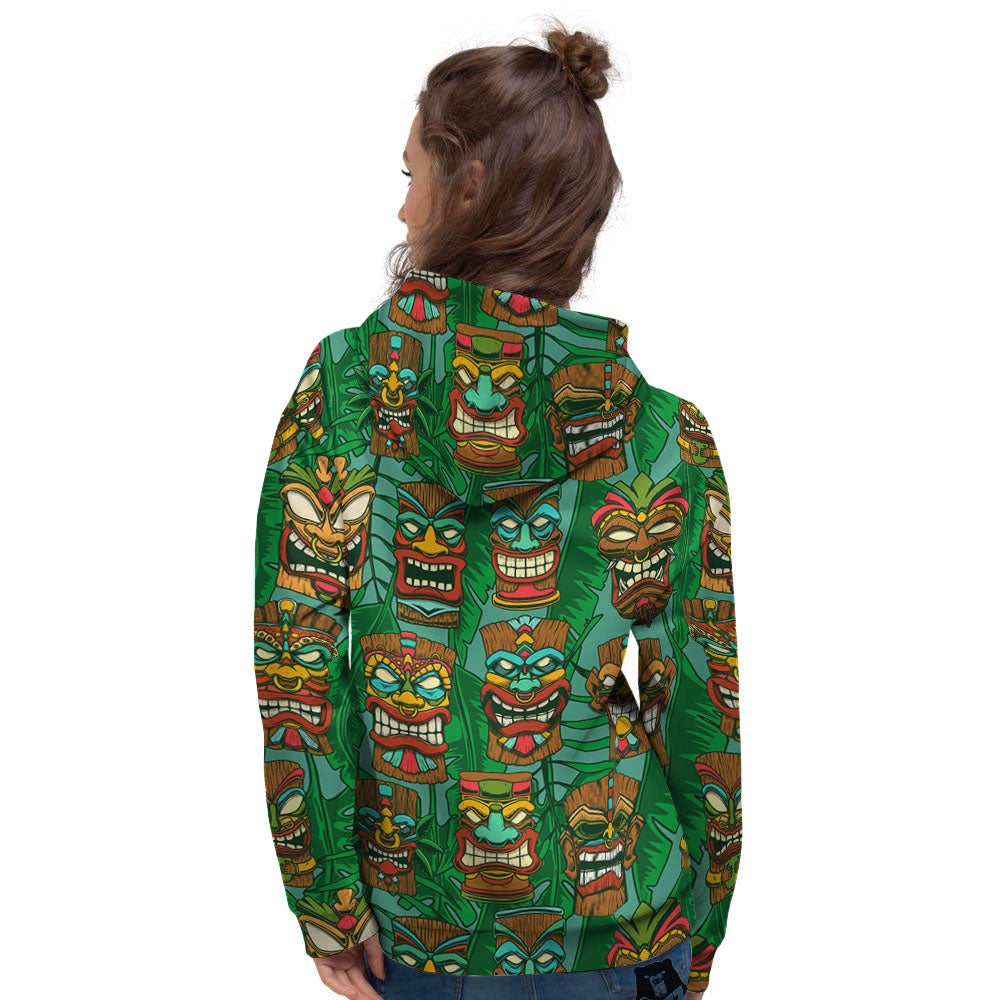 Tiki Hawaiian Print Pattern Women's Hoodie-grizzshop