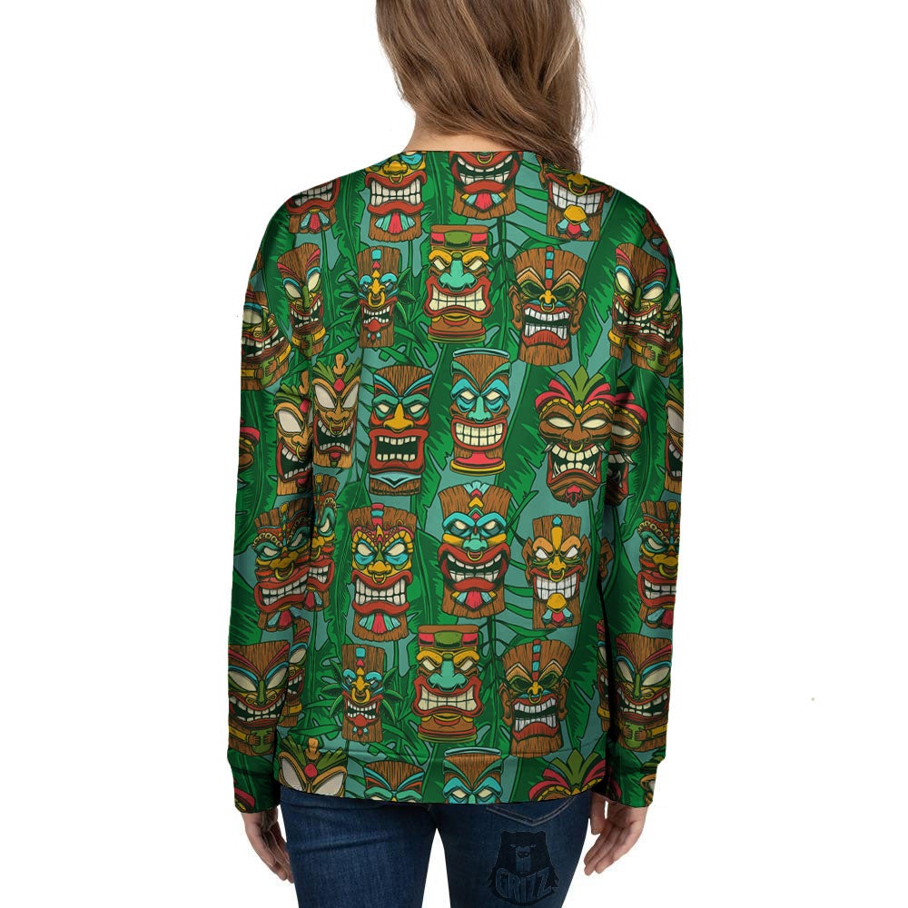 Tiki Hawaiian Print Pattern Women's Sweatshirt-grizzshop