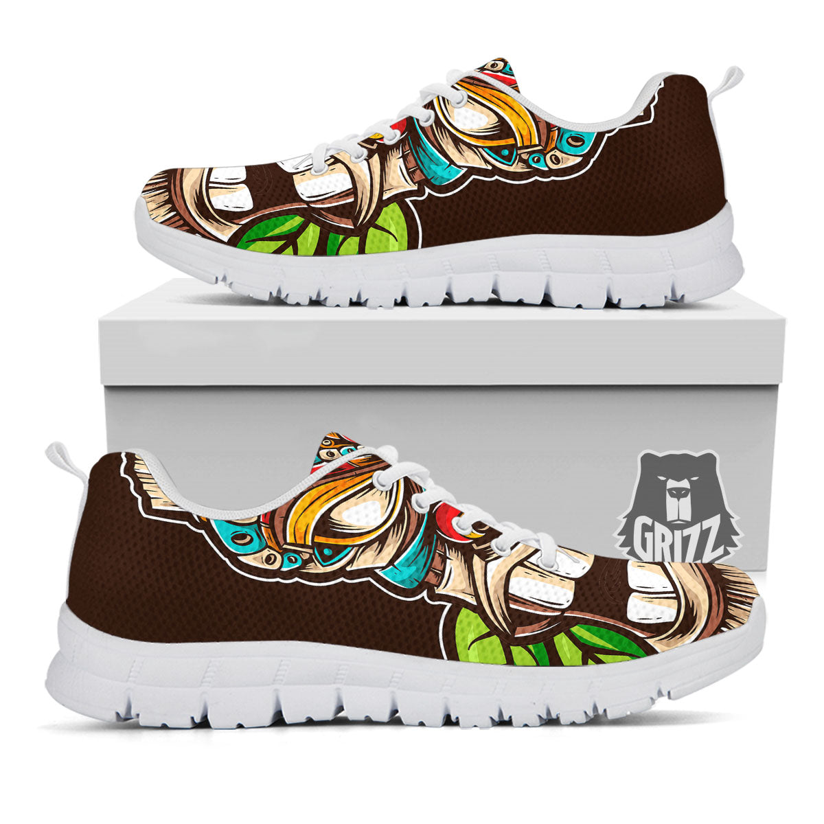 Tiki Hawaiian Print White Sneaker-grizzshop