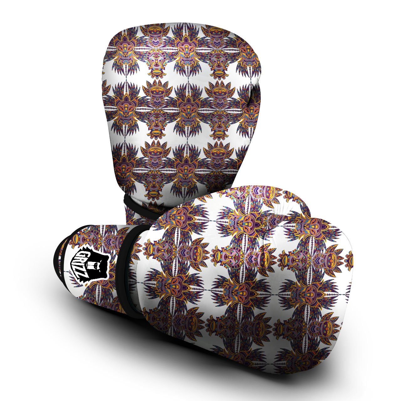 Tiki Mask Ornament Print Pattern Boxing Gloves-grizzshop