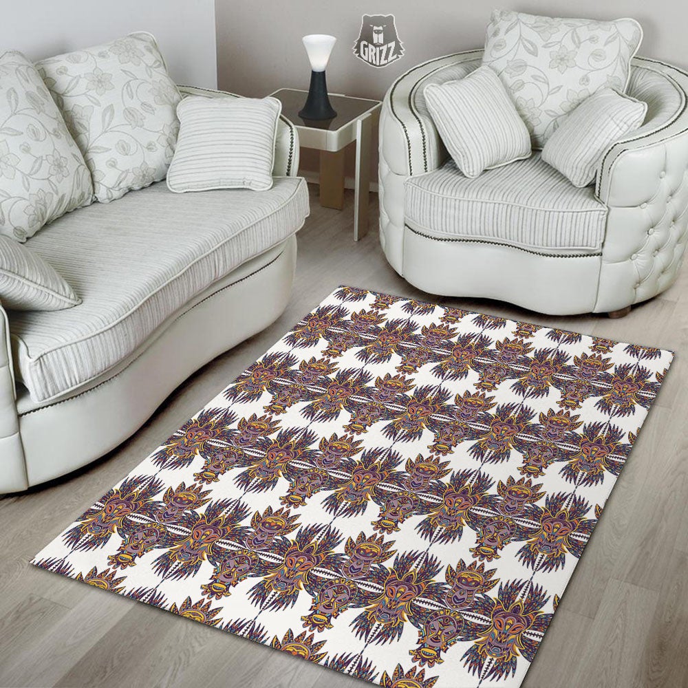 Tiki Mask Ornament Print Pattern Floor Mat-grizzshop