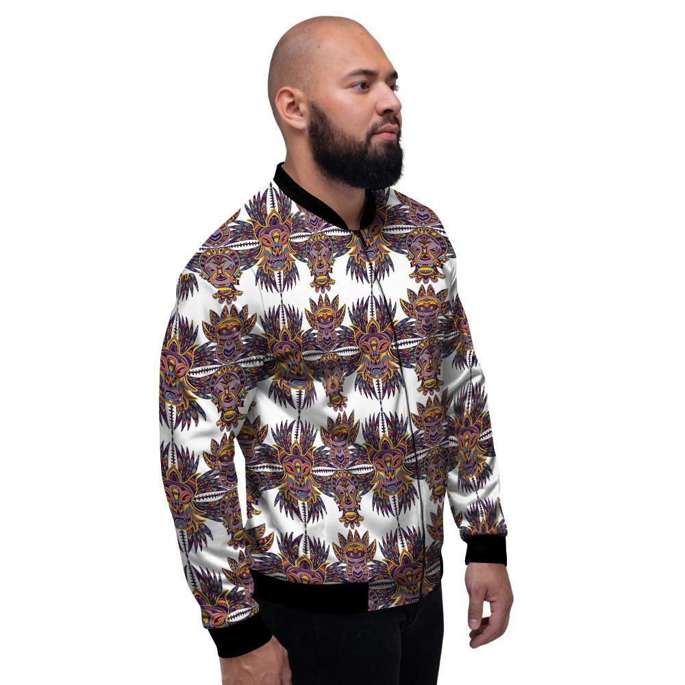 Tiki Mask Ornament Print Pattern Men's Bomber Jacket-grizzshop