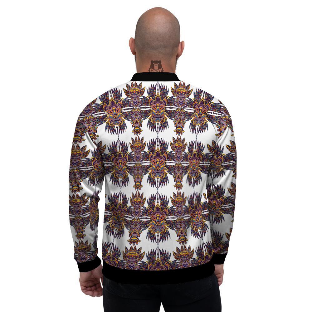 Tiki Mask Ornament Print Pattern Men's Bomber Jacket-grizzshop