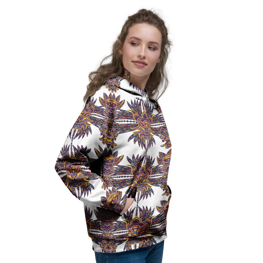 Tiki Mask Ornament Print Pattern Women's Hoodie-grizzshop