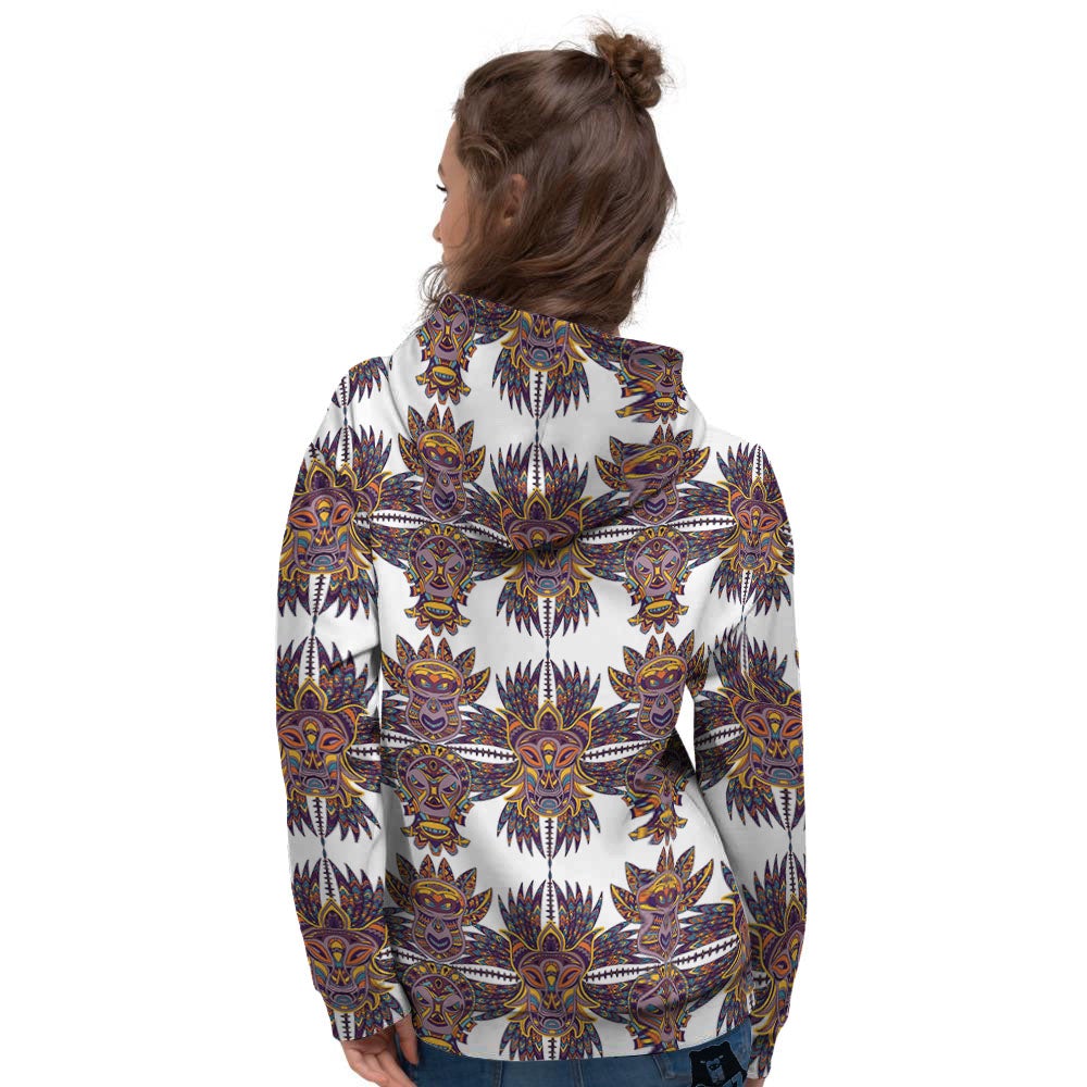 Tiki Mask Ornament Print Pattern Women's Hoodie-grizzshop