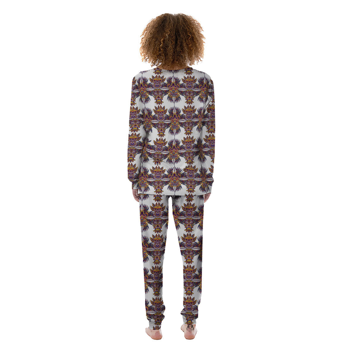 Tiki Mask Ornament Print Pattern Women's Pajamas-grizzshop