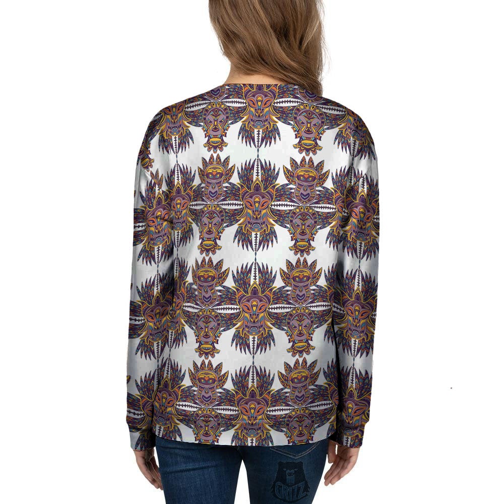 Tiki Mask Ornament Print Pattern Women's Sweatshirt-grizzshop