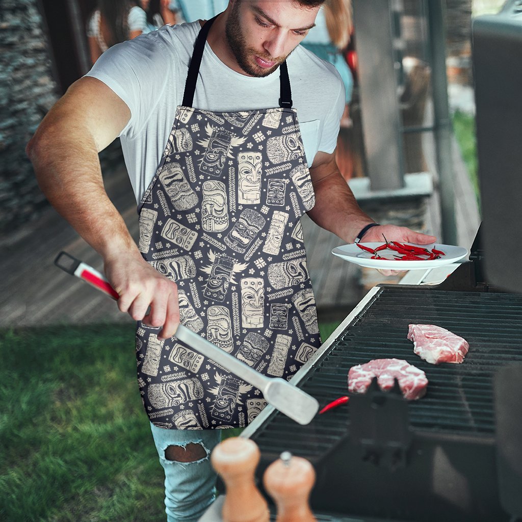 Tiki Pattern Print Men's Apron-grizzshop