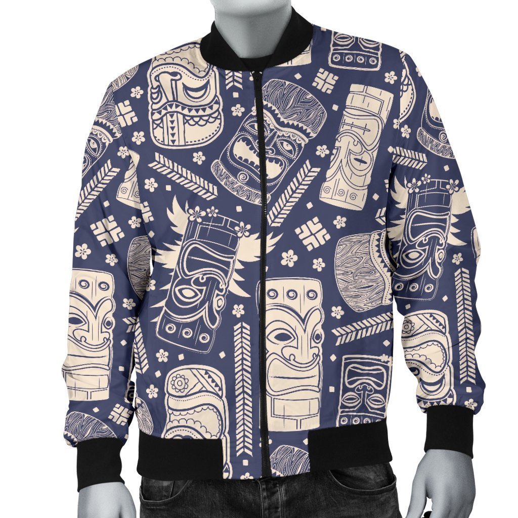 Tiki Pattern Print Men's Bomber Jacket-grizzshop