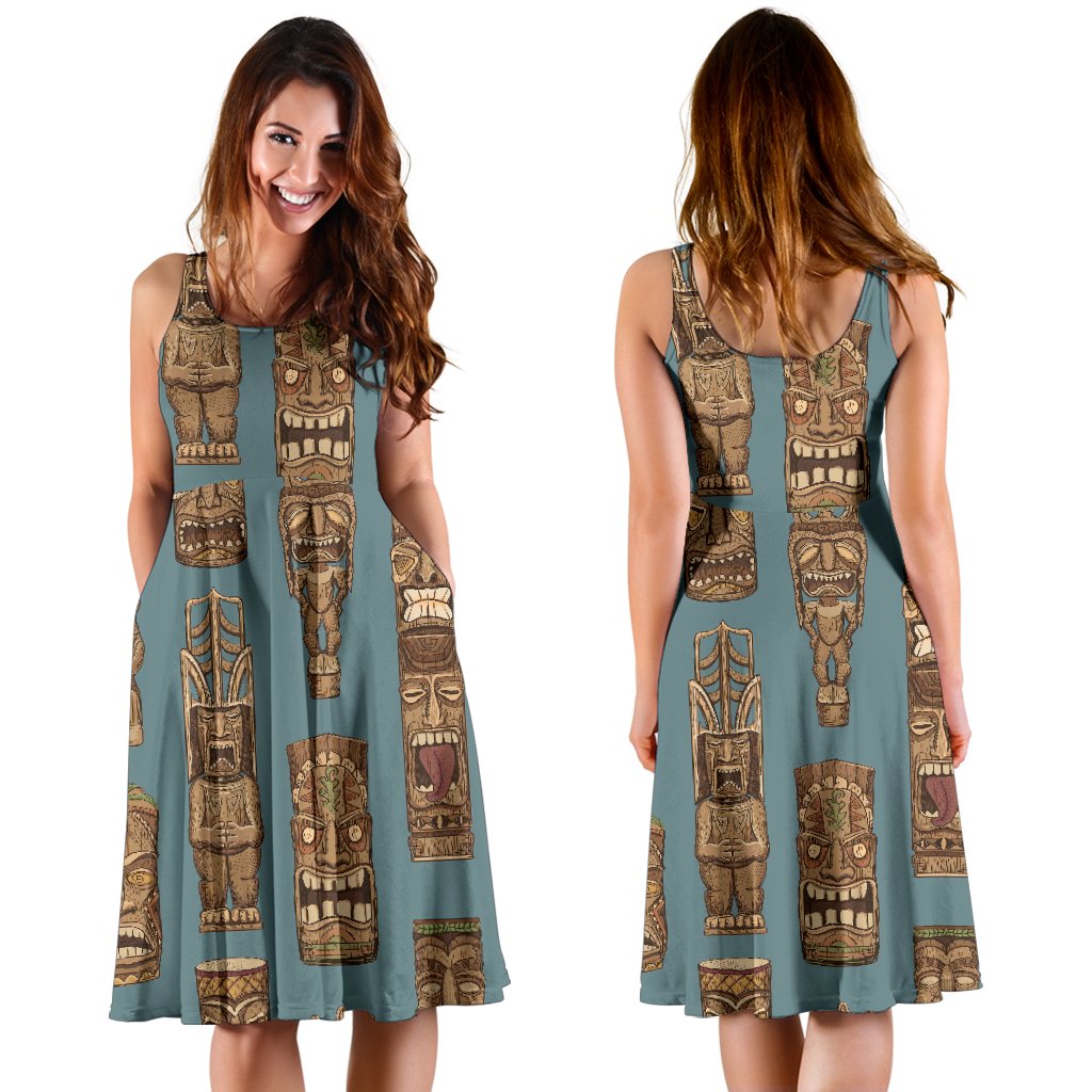 Tiki Print Pattern Dress-grizzshop
