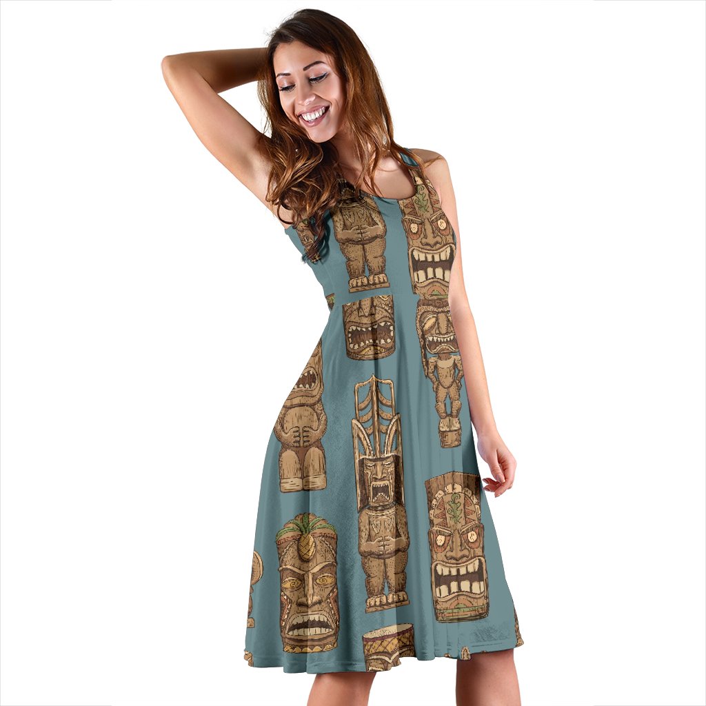 Tiki Print Pattern Dress-grizzshop
