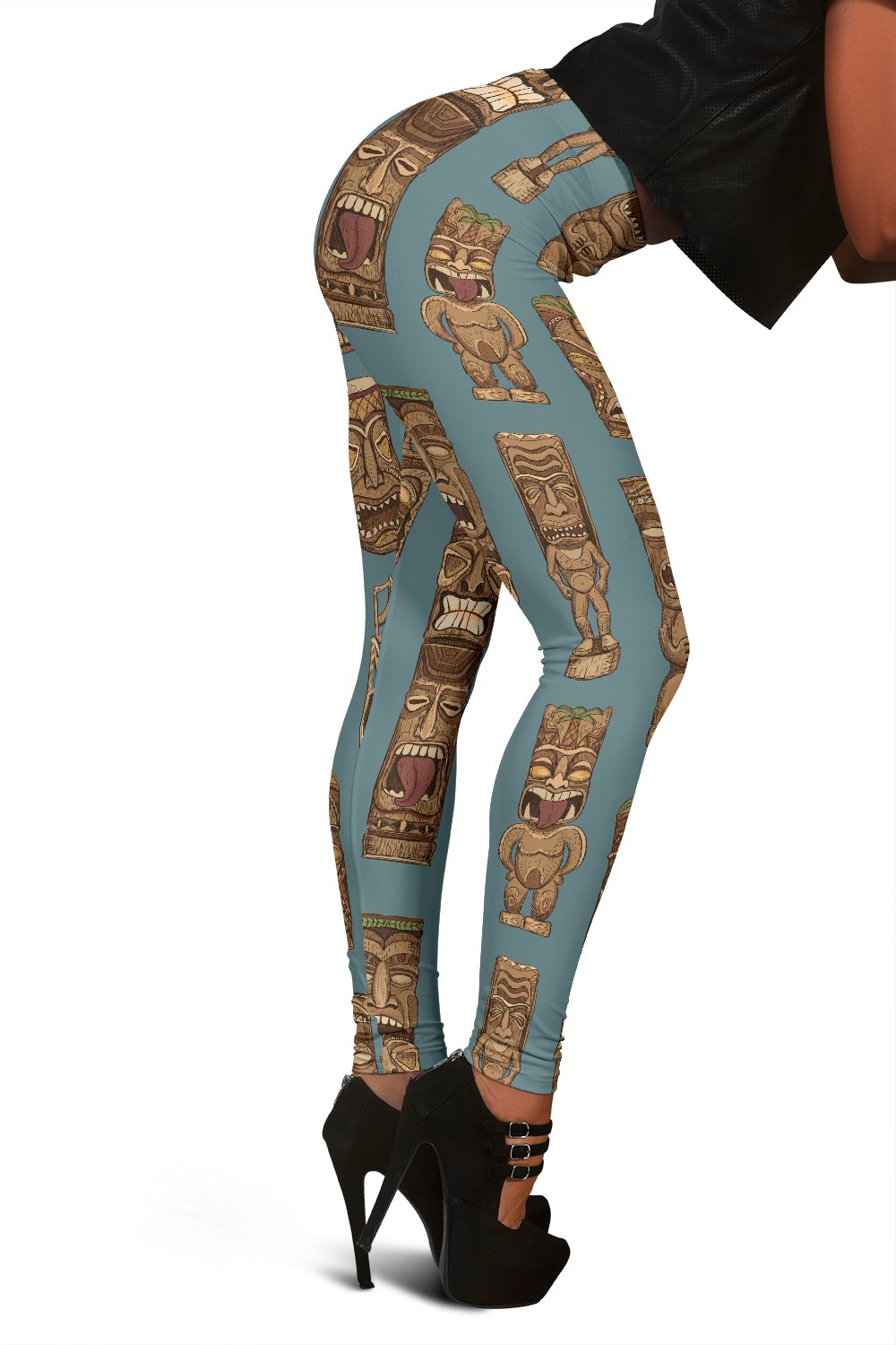 Tiki Print Pattern Women Leggings-grizzshop