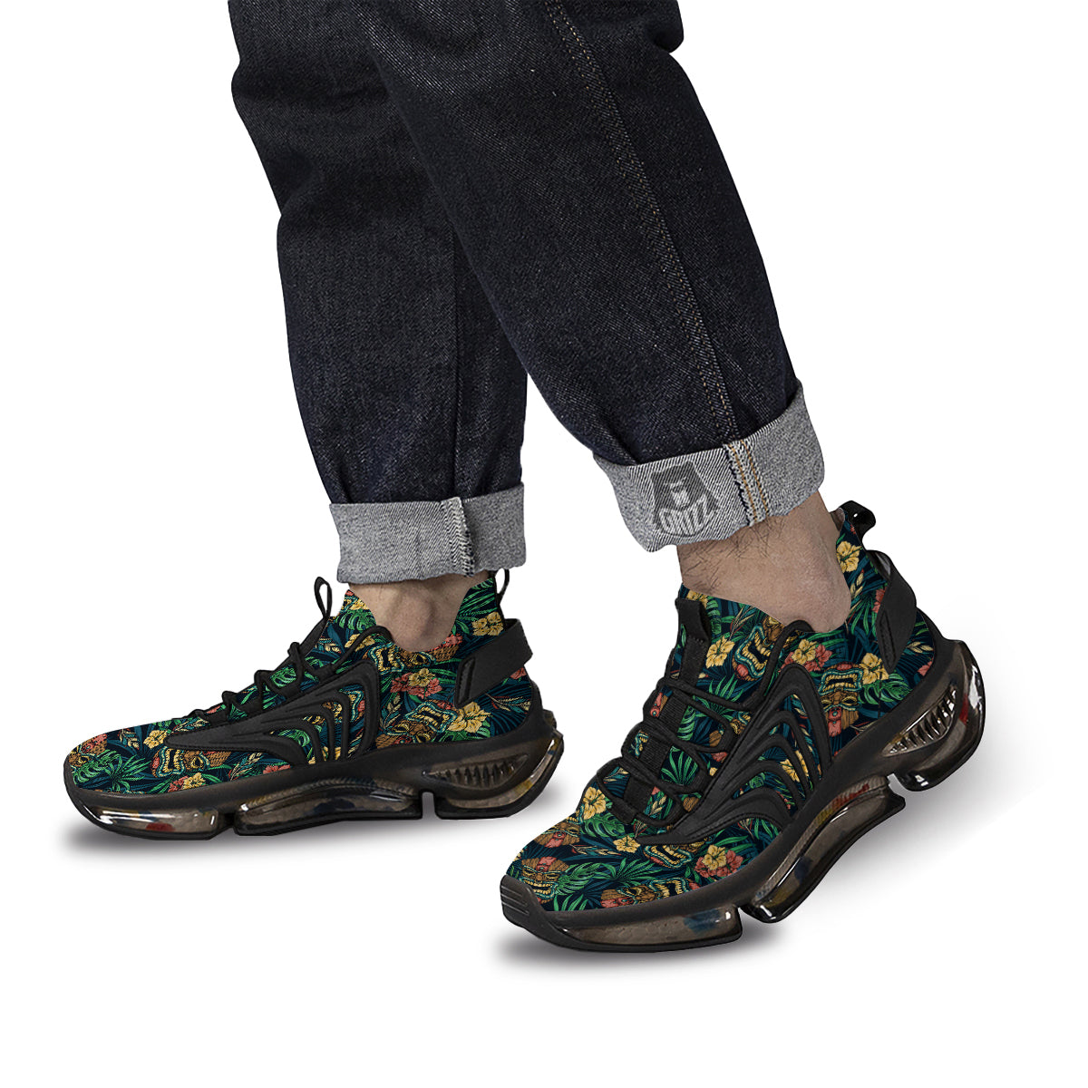 Tiki Tropical Print Pattern Black Gym Shoes-grizzshop