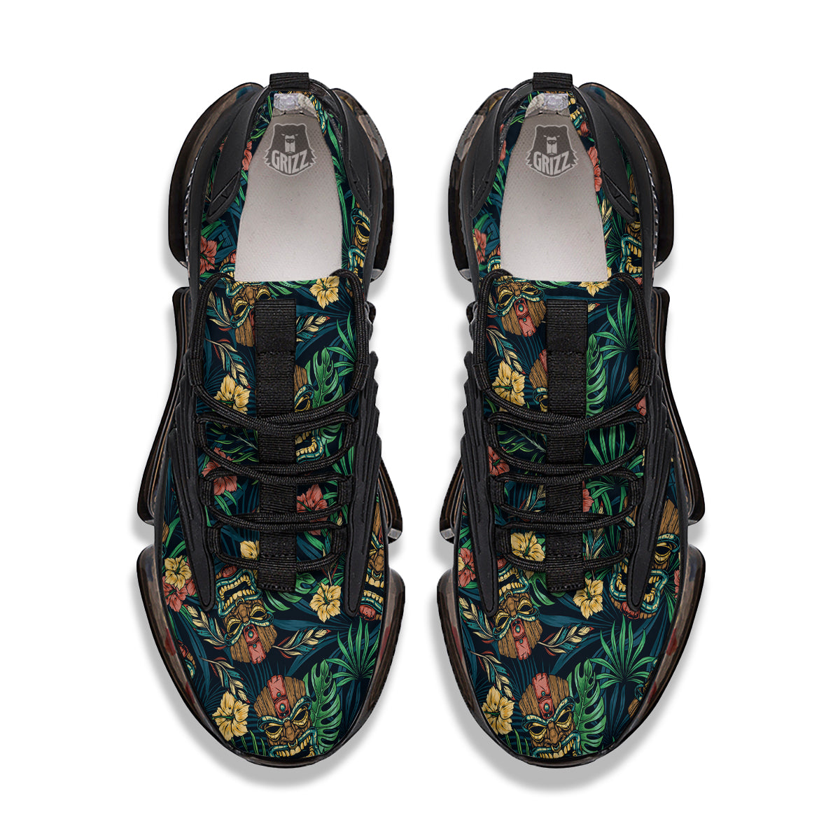Tiki Tropical Print Pattern Black Gym Shoes-grizzshop