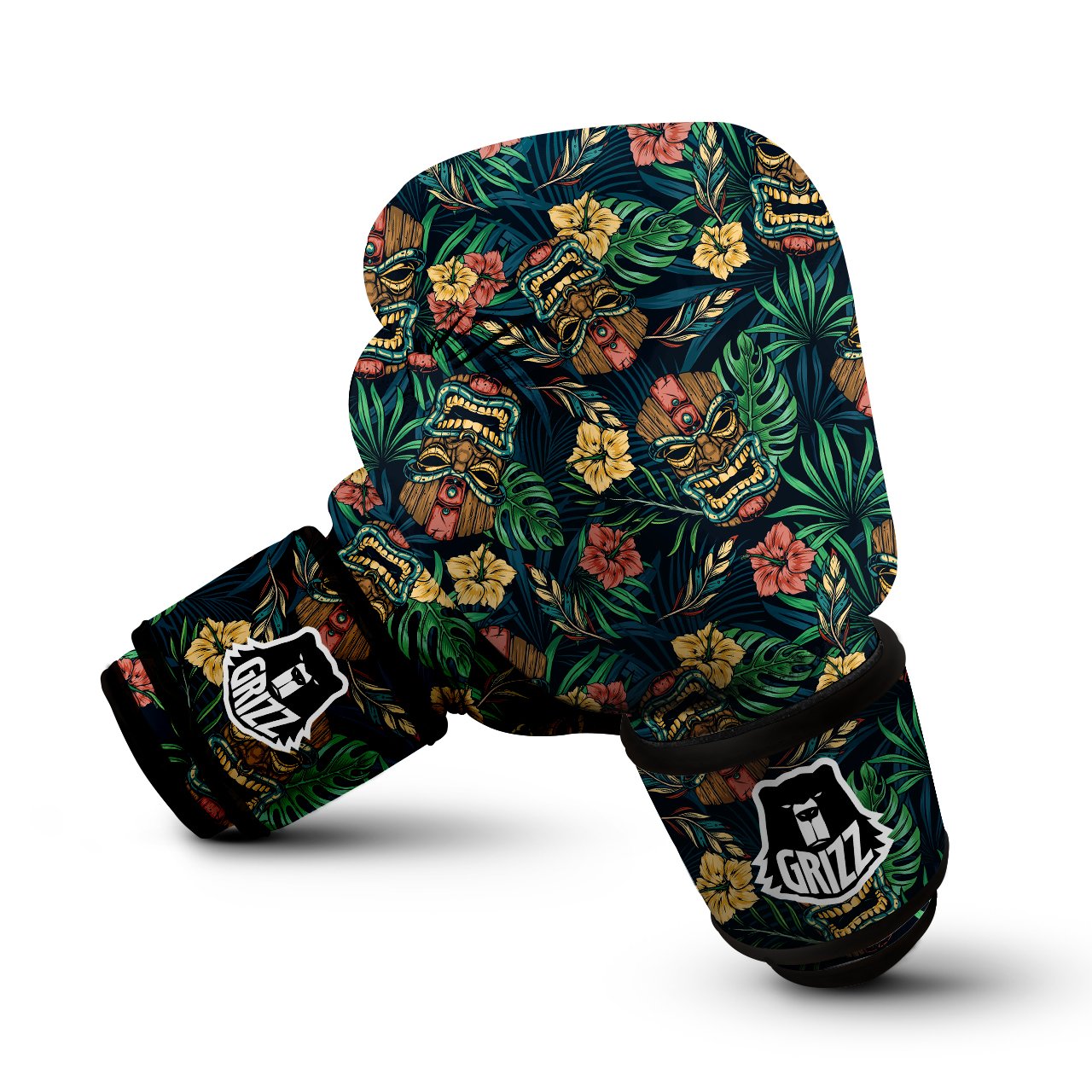 Tiki Tropical Print Pattern Boxing Gloves-grizzshop