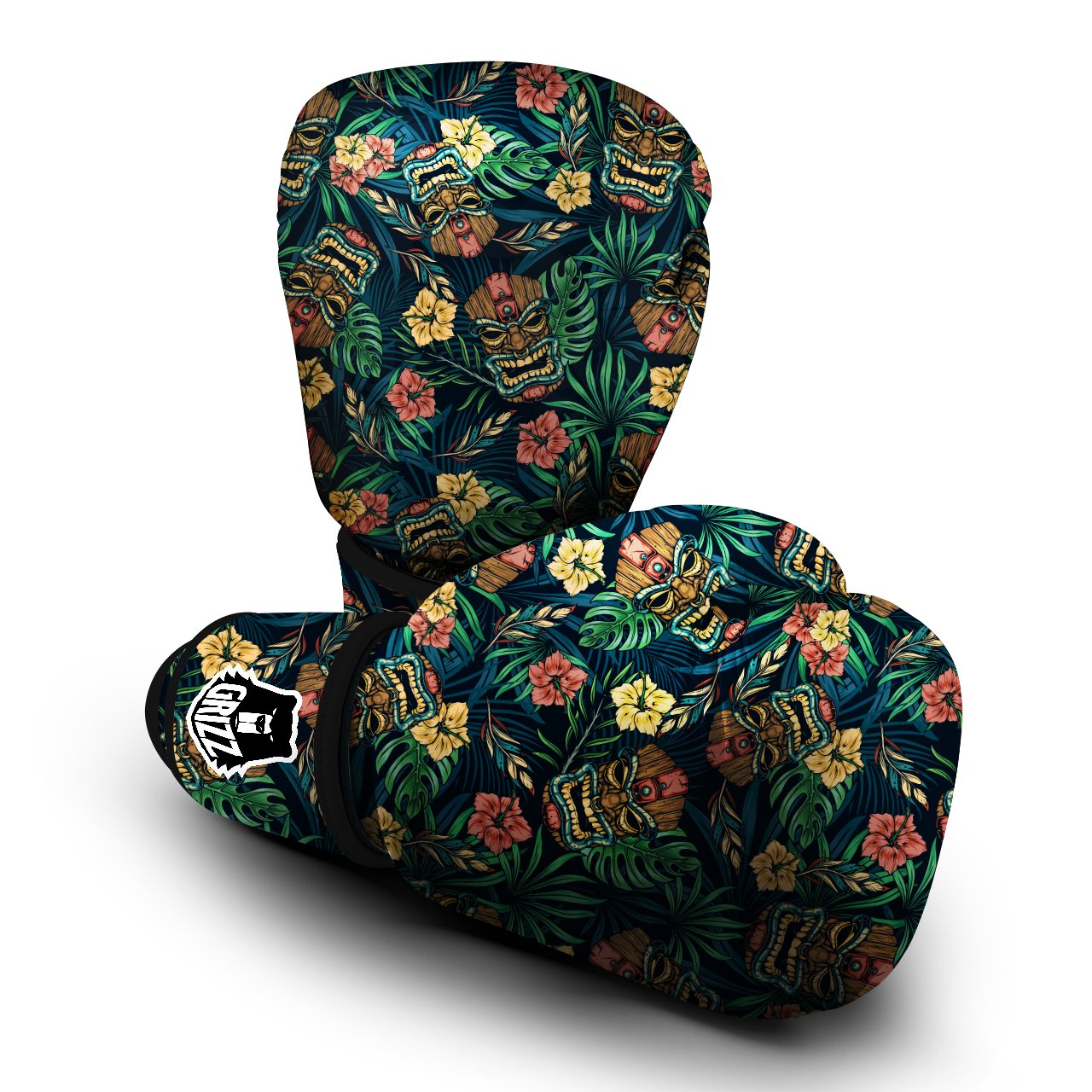 Tiki Tropical Print Pattern Boxing Gloves-grizzshop