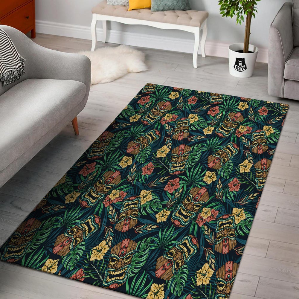 Tiki Tropical Print Pattern Floor Mat-grizzshop